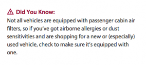 Car Air Filter Warning